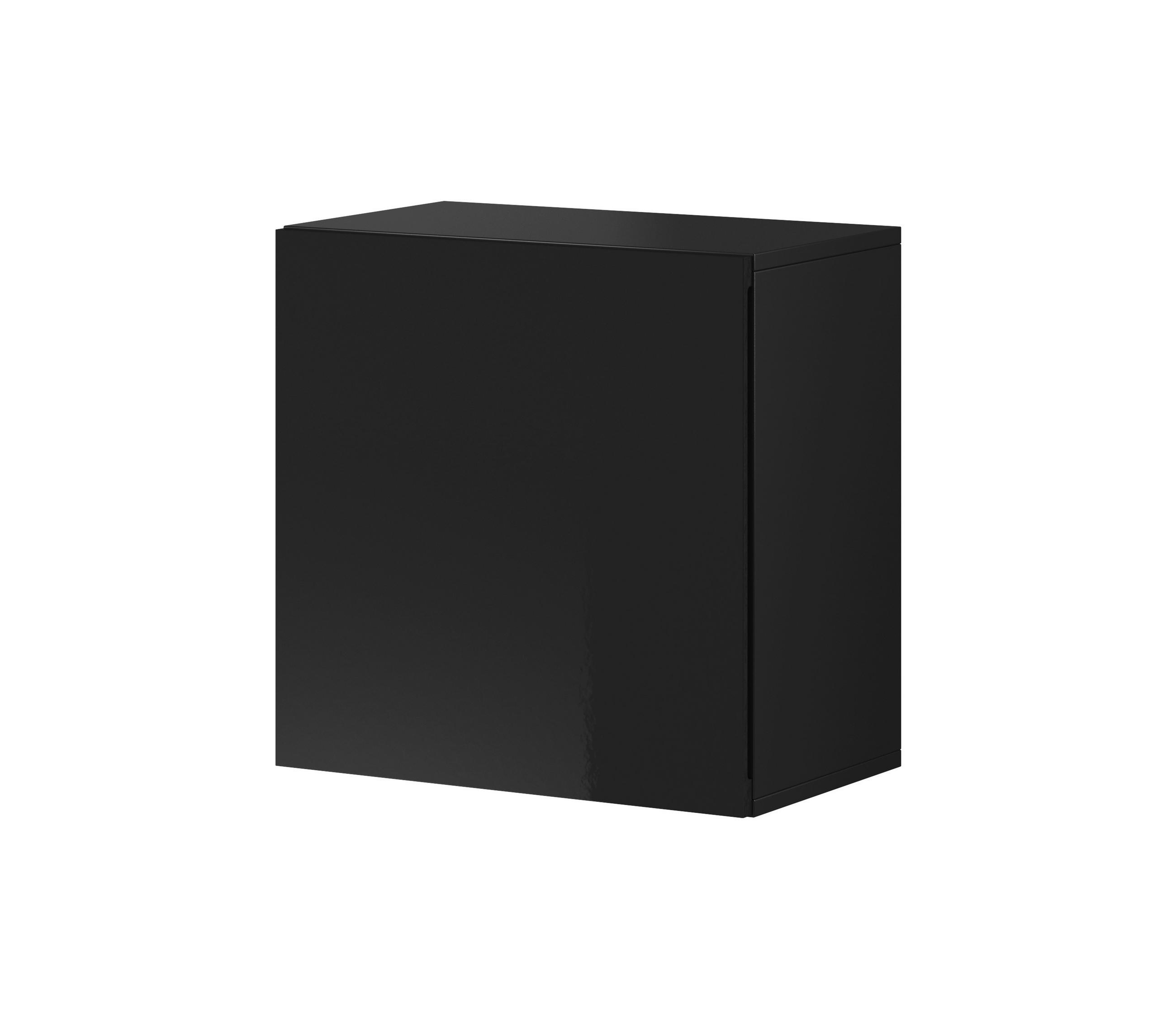 VITRINE in Schwarz, Schwarz Hochglanz  - Schwarz Hochglanz/Schwarz, Design, Holzwerkstoff (50/50/30cm) - Livetastic