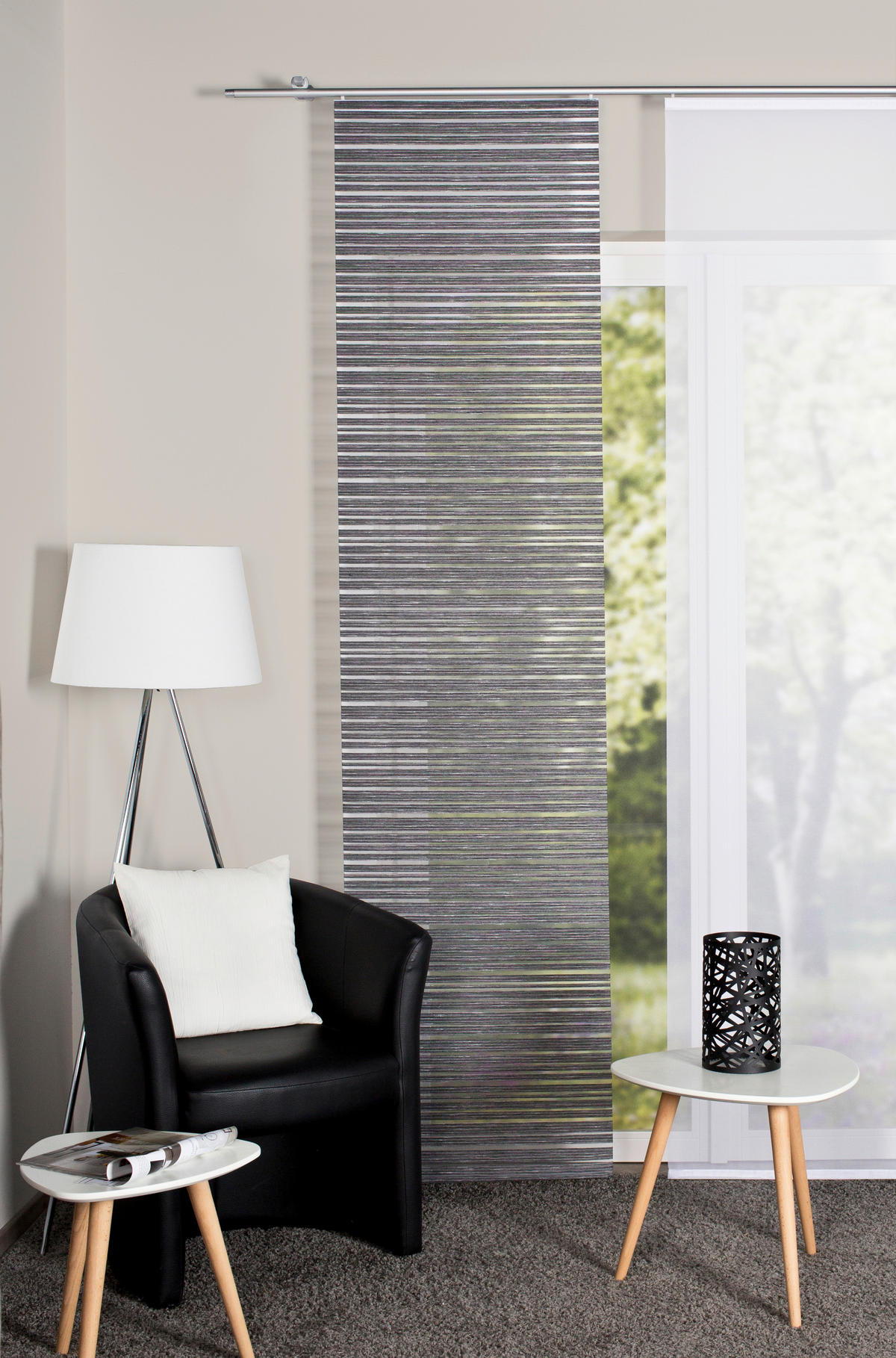 FLÄCHENVORHANG in Anthrazit blickdicht  - Anthrazit, Design, Textil (60/245cm)