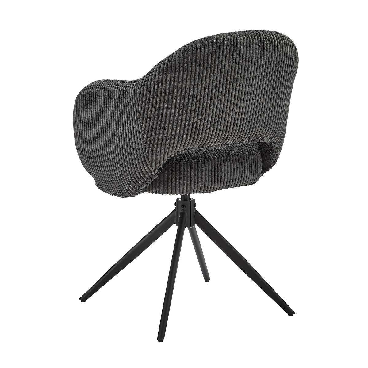 ARMLEHNSTUHL  in Cord  - Dunkelgrau/Schwarz, MODERN, Textil/Metall (58/84/60cm) - Livetastic