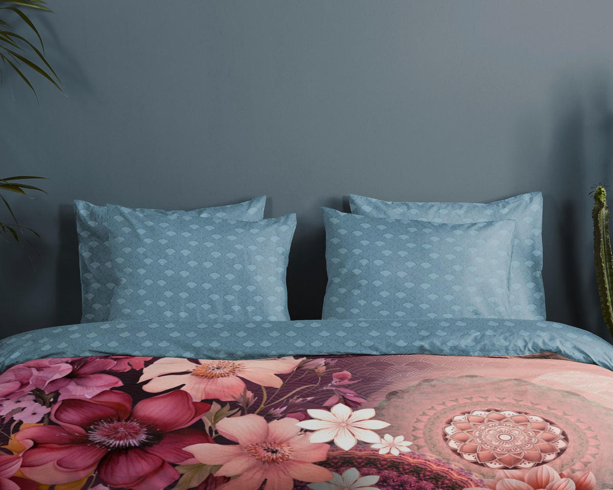 BETTWÄSCHE HIP Satin 140/200 cm  - Blau/Bordeaux, Design, Textil (140/200cm)