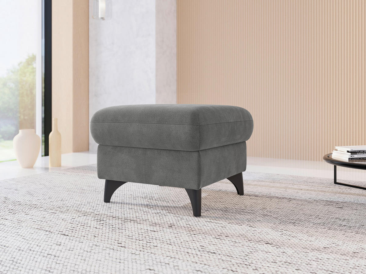 HOCKER in Textil Grau  - Schwarz/Grau, KONVENTIONELL, Textil/Metall (58/48/58cm) - Sit & More