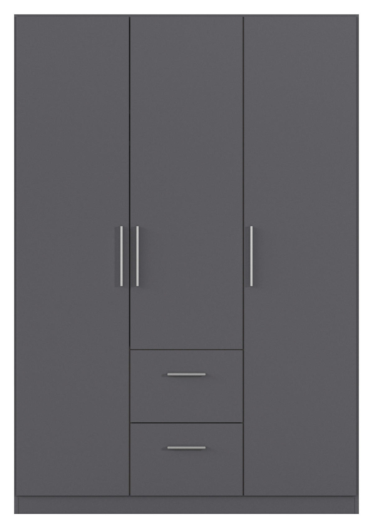 DREHTÜRENSCHRANK 135/197/54 cm,  in Grau, 3-türig  - Alufarben/Grau, KONVENTIONELL, Holzwerkstoff/Kunststoff (135/197/54cm) - home24