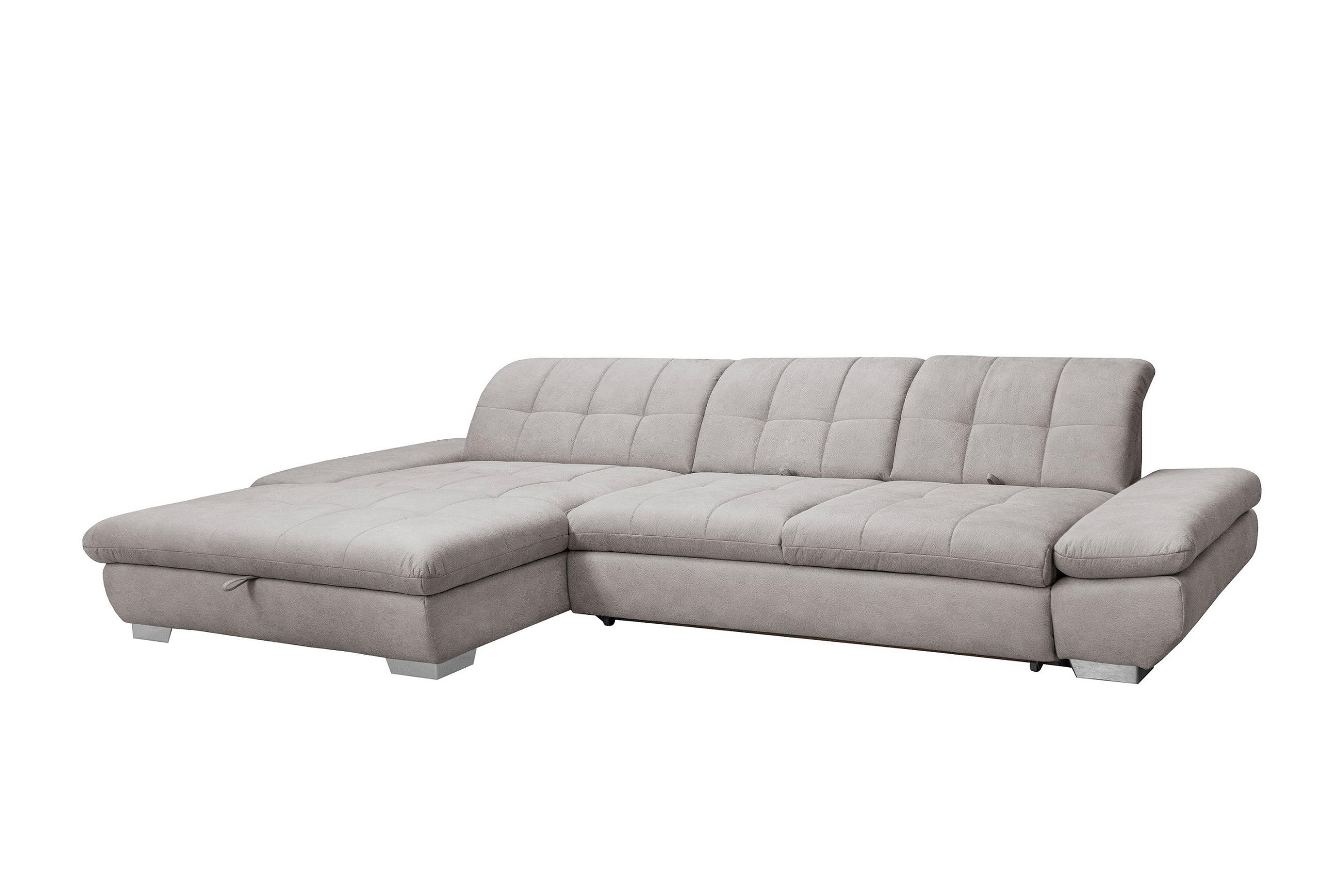 SAROKGARNITÚRA textil szürke  - krómszínű/szürke, Basics, textil/fém (198/340cm) - Xora