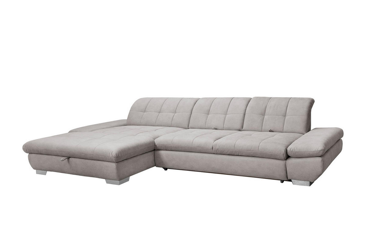 SAROKGARNITÚRA textil szürke  - krómszínű/szürke, Basics, textil/fém (198/340cm) - Xora