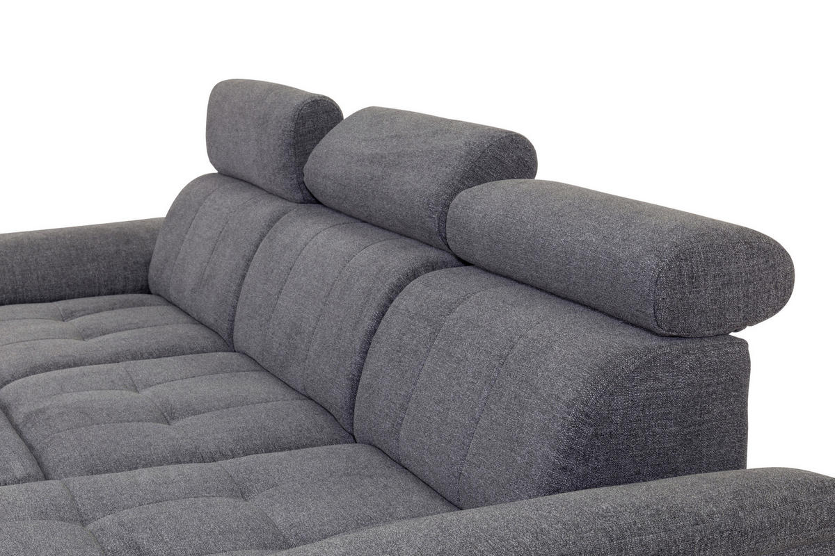 SEDEŽNA GARNITURA, flis siva  - siva, Konvencionalno, tekstil/les (268/185/99cm) - Milax