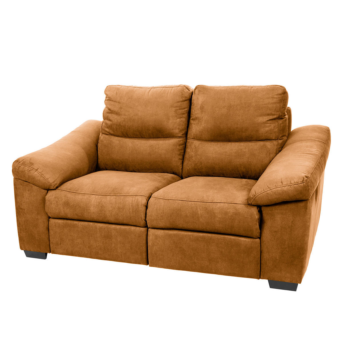 2-SITZER-SOFA HAMPTON in Flachgewebe Cognac Landhaus  - Cognac/Schwarz, Design, Holz/Textil (174/97/97cm) - Livetastic