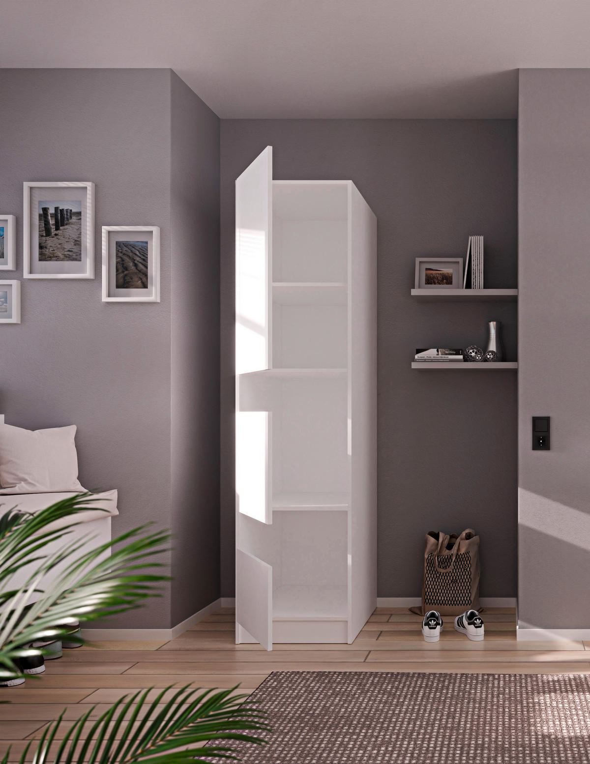 MEHRZWECKSCHRANK 50/200/68 cm  in Weiß  - Schwarz/Weiß, Design, Holzwerkstoff/Metall (50/200/68cm) - Milino