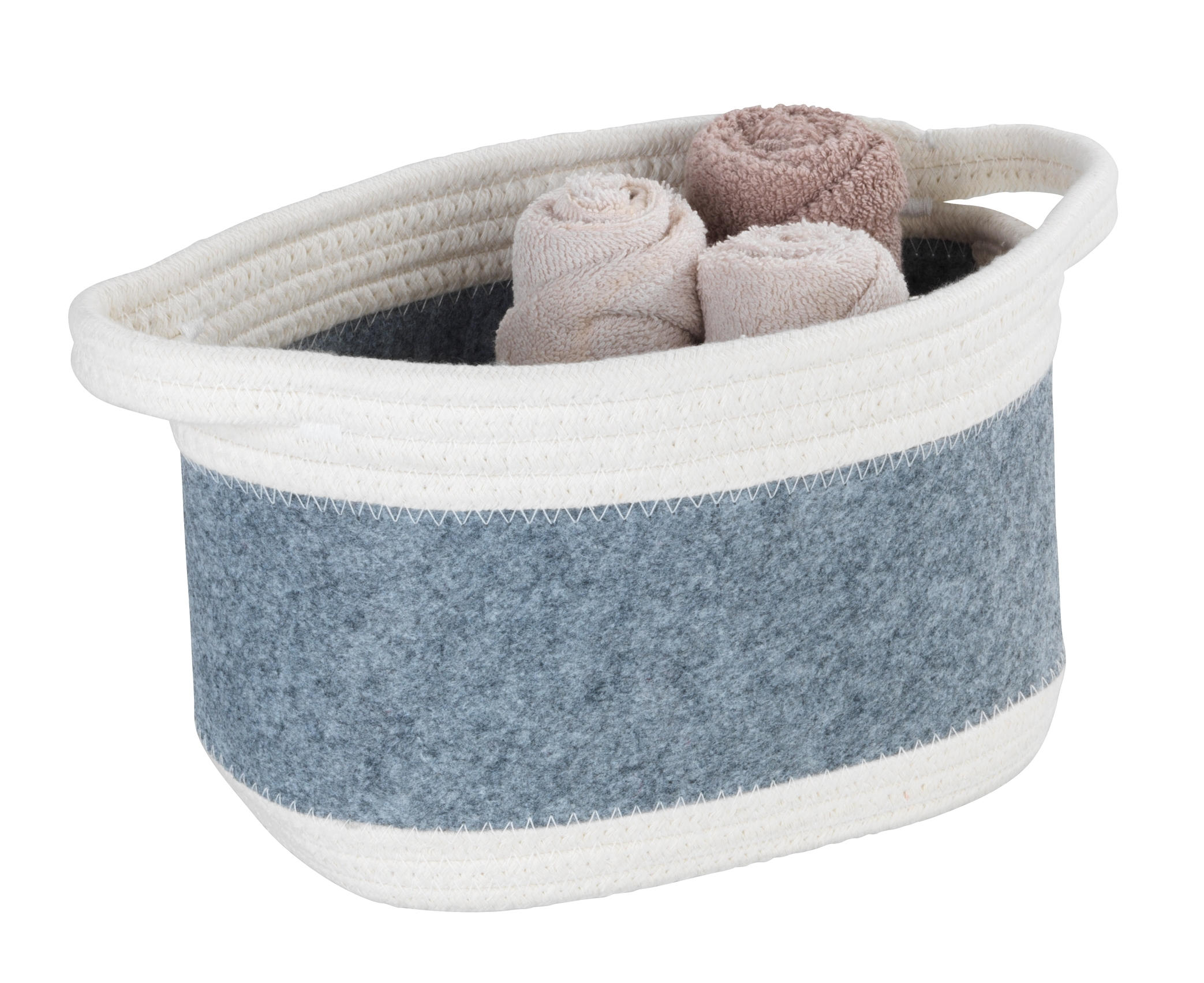 AUFBEWAHRUNGSKÖRBCHEN     - Hellgrau/Weiß, Basics, Textil (24/16/16cm) - Wenko