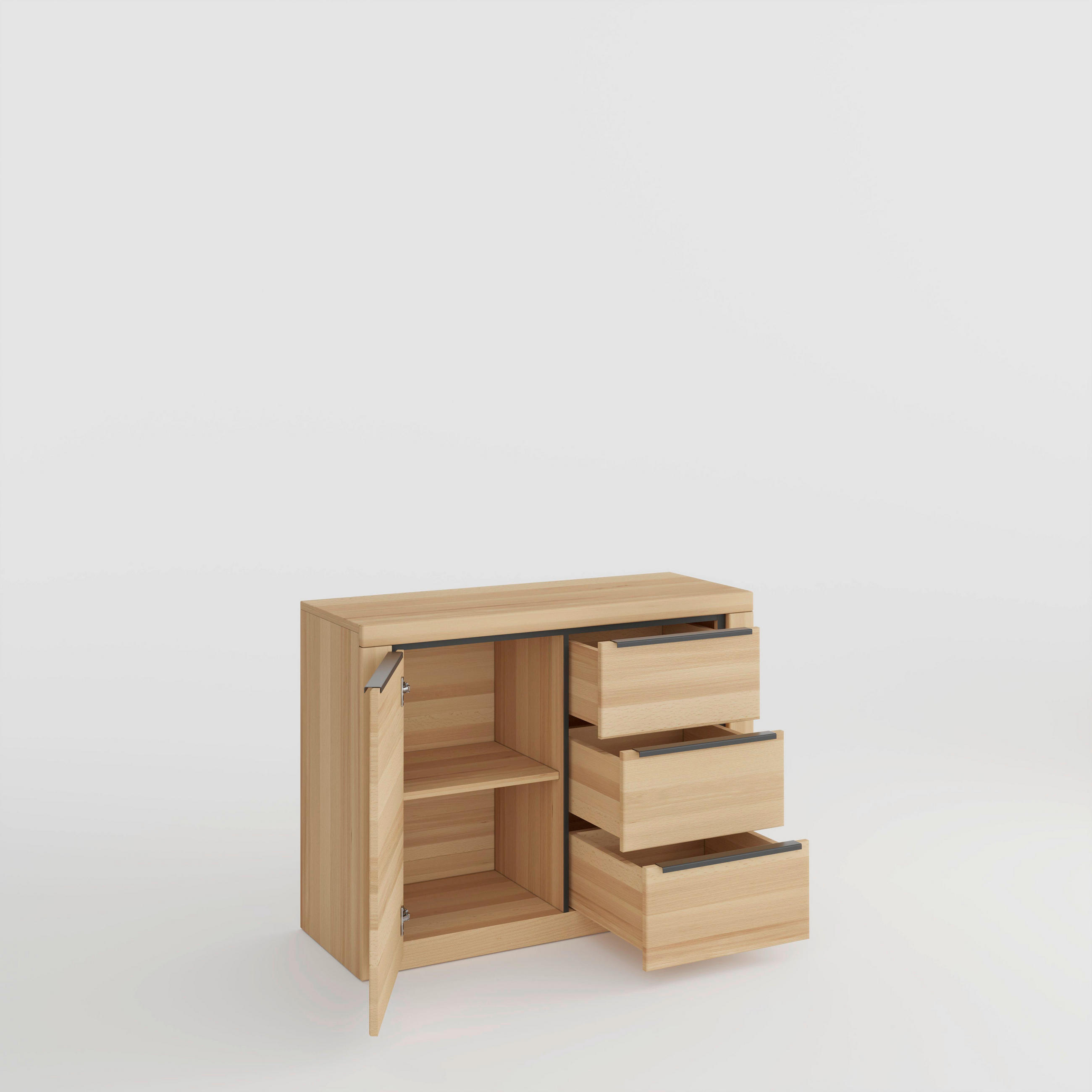 KOMMODE Brunei  in 108/80/40 cm  - Buchefarben/Schwarz, Design, Holz/Holzwerkstoff (108/80/40cm) - Livetastic
