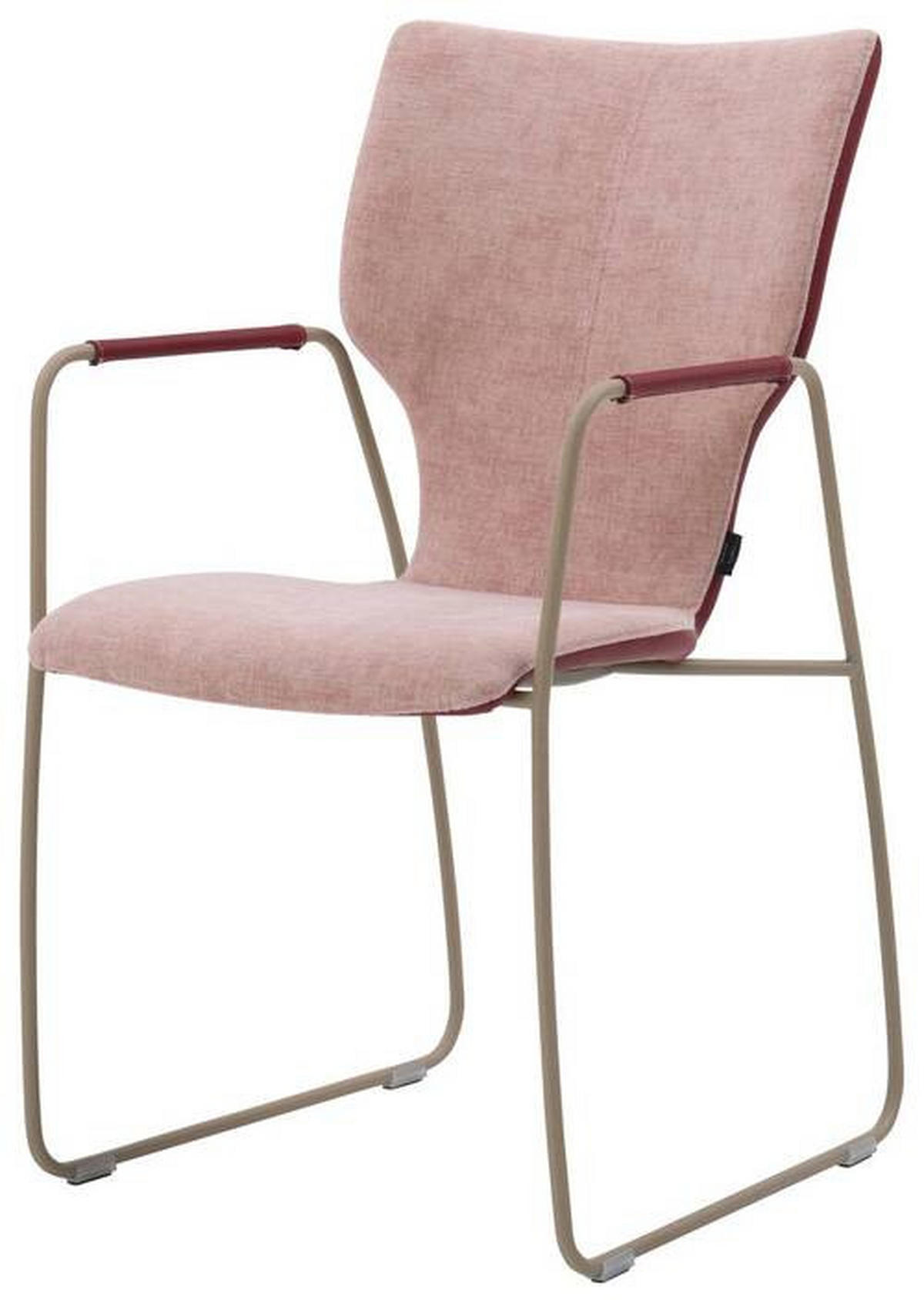 ARMLEHNSTUHL  in beflockt Echtleder pigmentiert  - Beige/Altrosa, Design, Leder/Textil (48/91/60cm) - Bert Plantagie