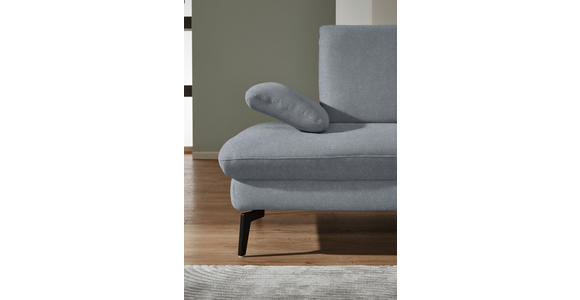 ECKSOFA in Chenille, Mikrofaser Blaugrau 299/157 cm - Blaugrau/Schwarz, Design, Textil/Metall (299/157cm) - Dieter Knoll