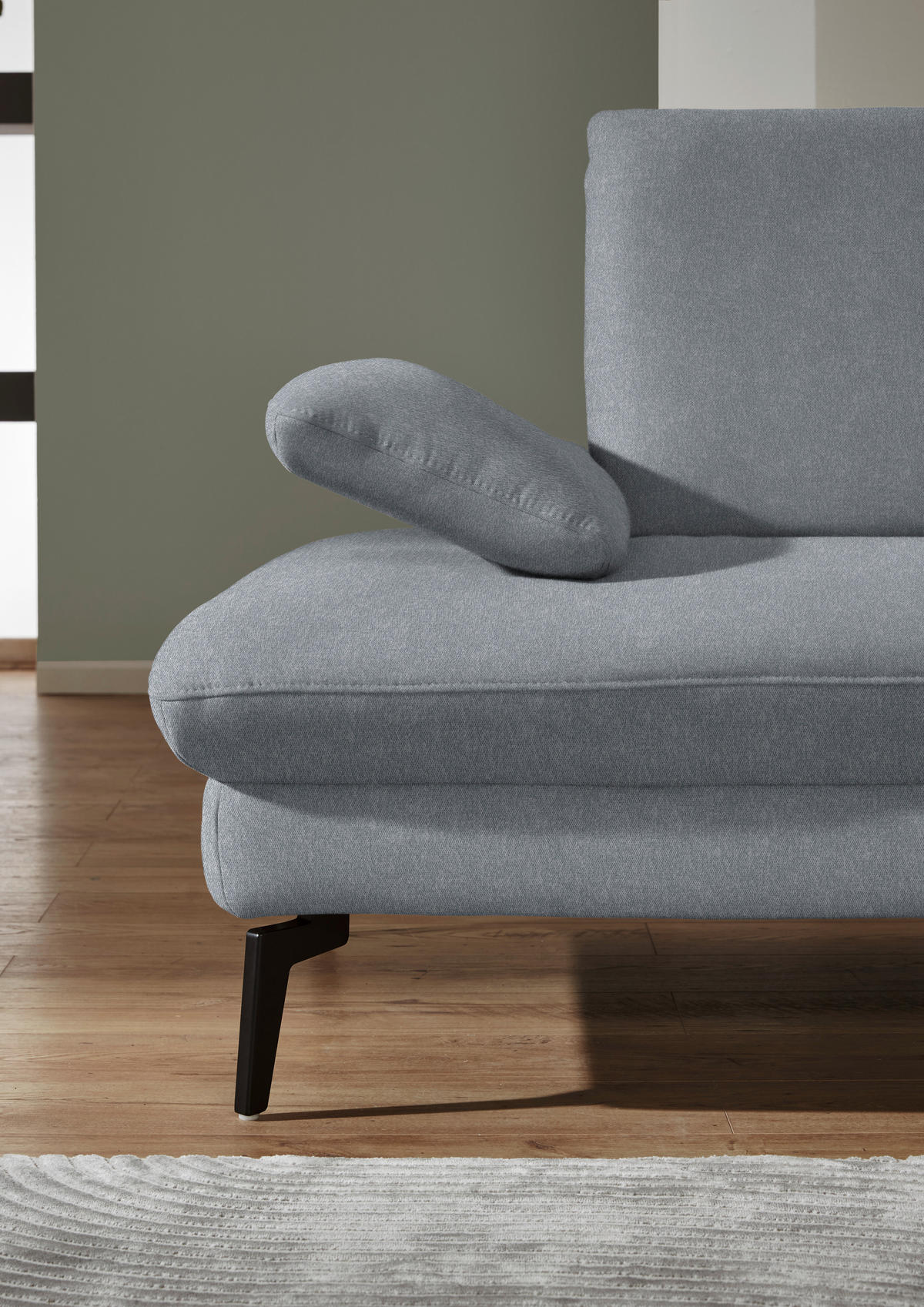 ECKSOFA in Chenille, Mikrofaser Blaugrau  - Blaugrau/Schwarz, Design, Textil/Metall (299/157cm) - Dieter Knoll