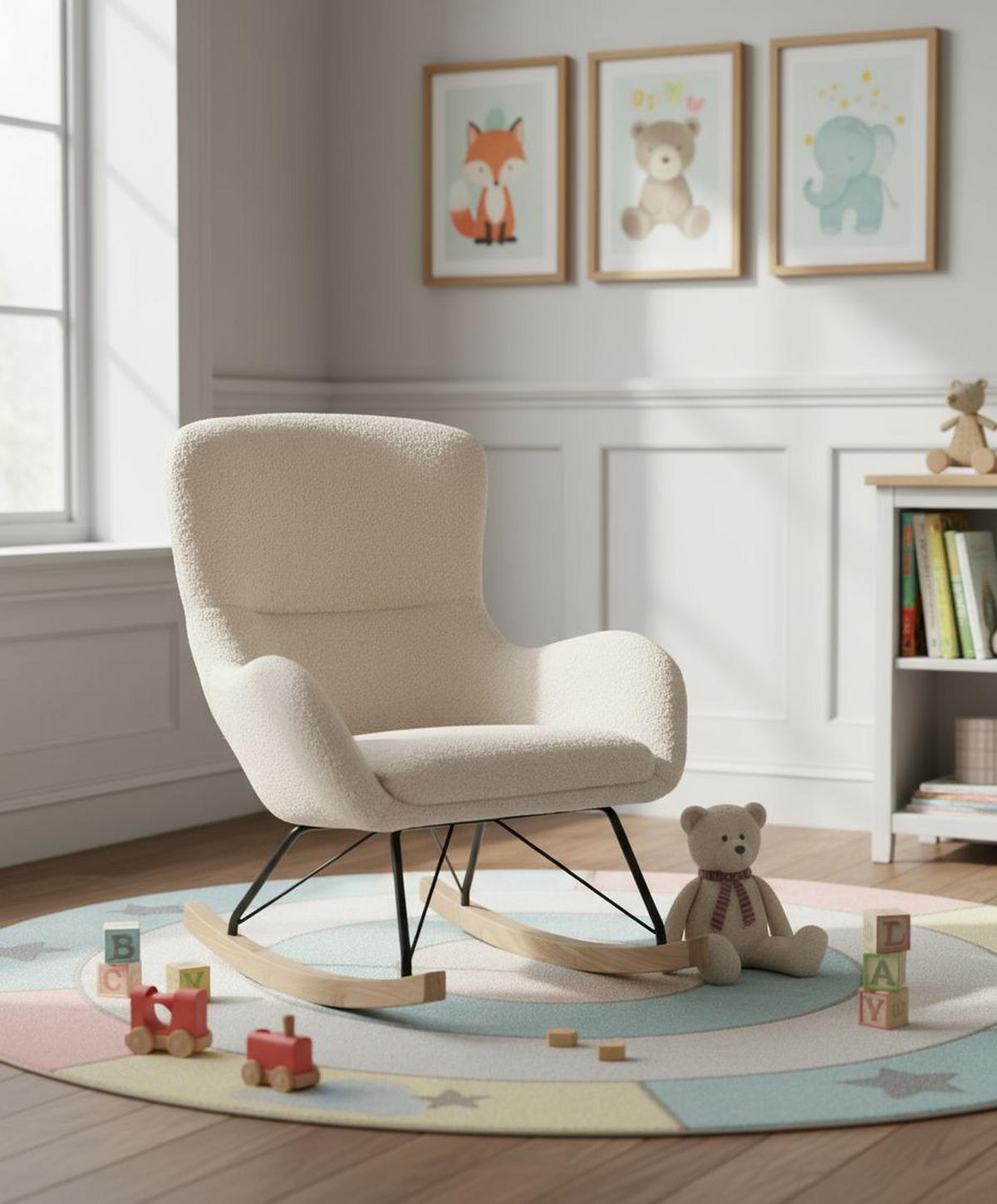 KINDER-SCHAUKELSTUHL  - Creme, Basics, Holz/Textil (55/70/63cm) - Livetastic