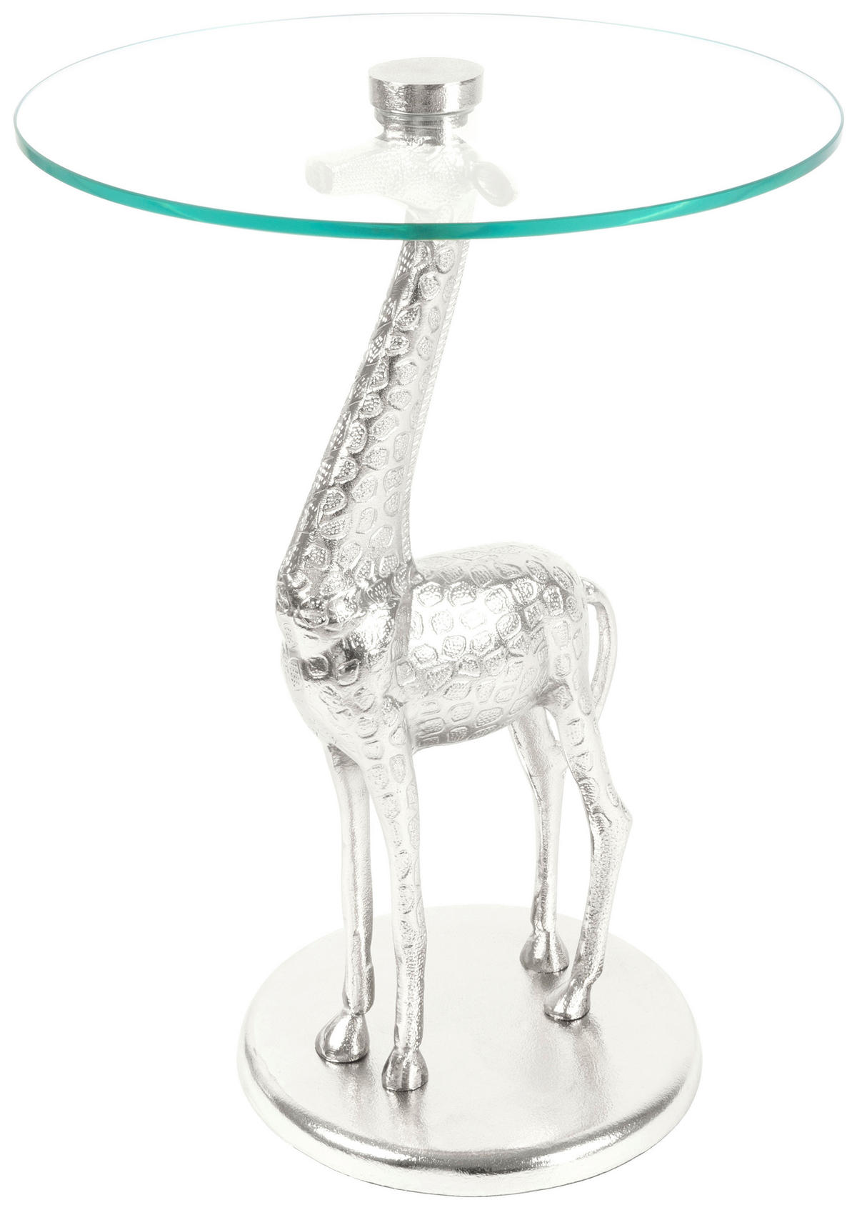 BEISTELLTISCH 40/40/58 cm Silberfarben rund  - Silberfarben, Design, Glas/Metall (40/40/58cm) - Kayoom