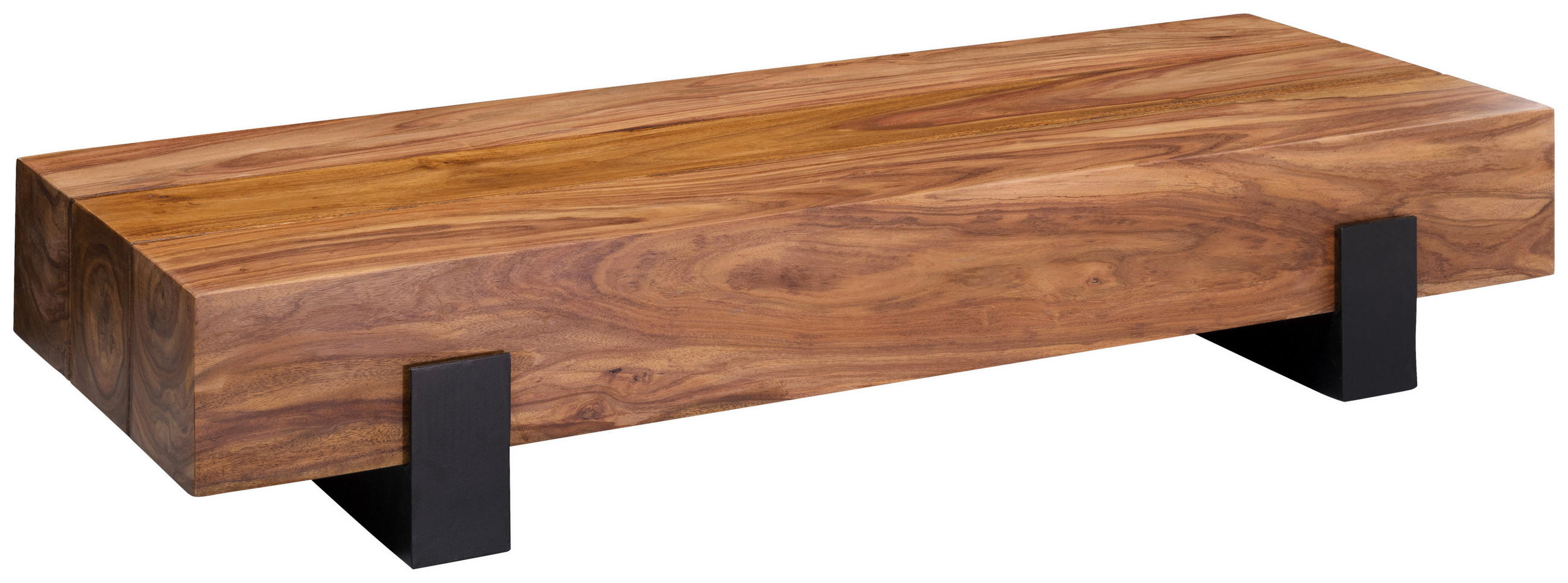 COUCHTISCH Sheesham massiv 115/44/22 cm rechteckig Sheeshamfarben  - Sheeshamfarben/Schwarz, Design, Holz/Metall (115/44/22cm) - MID.YOU