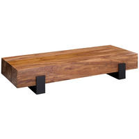 COUCHTISCH Sheesham massiv 115/44/22 cm rechteckig Sheeshamfarben  - Sheeshamfarben/Schwarz, Design, Holz/Metall (115/44/22cm) - MID.YOU