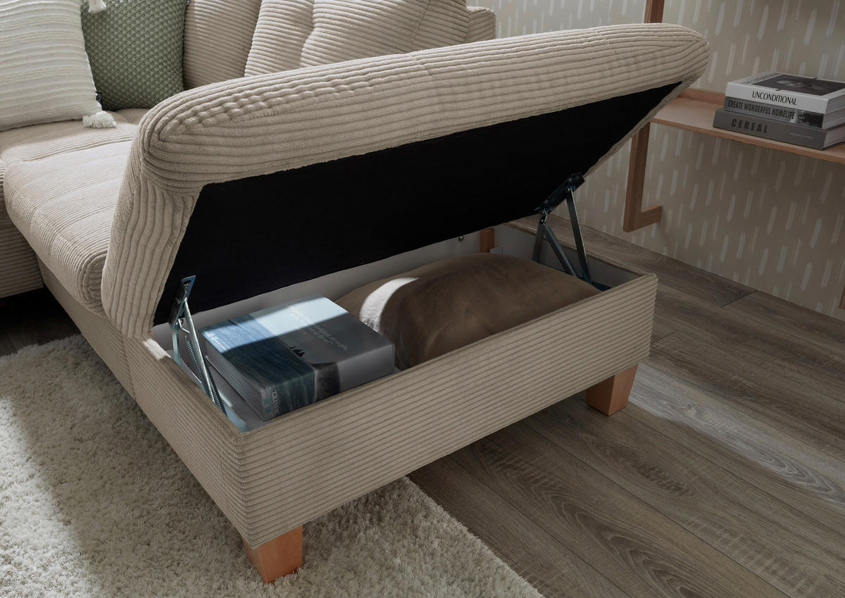 WOHNLANDSCHAFT Grau Cord  - Eichefarben/Grau, KONVENTIONELL, Holz/Textil (170/324/220cm) - MID.YOU