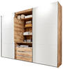 SCHWEBETÜRENSCHRANK 300/216/65 cm 2-türig  - Edelstahlfarben/Eichefarben, MODERN, Holzwerkstoff/Metall (300/216/65cm) - MID.YOU