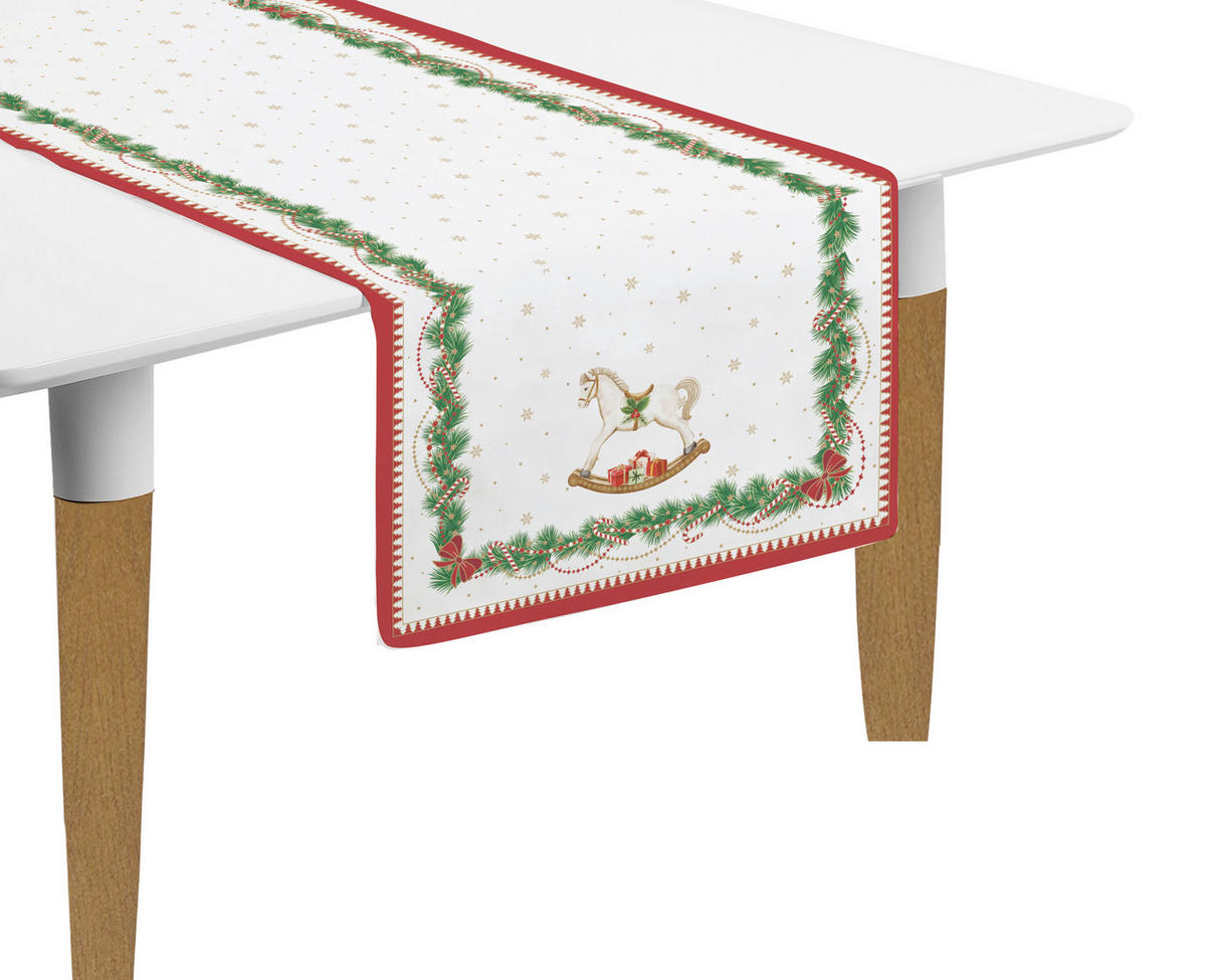 TISCHLÄUFER MAGIE DE NOEL 140/45 cm  - Smaragdgrün/Rot, Basics, Textil (140/45cm) - POZZI AND EASY LIFE