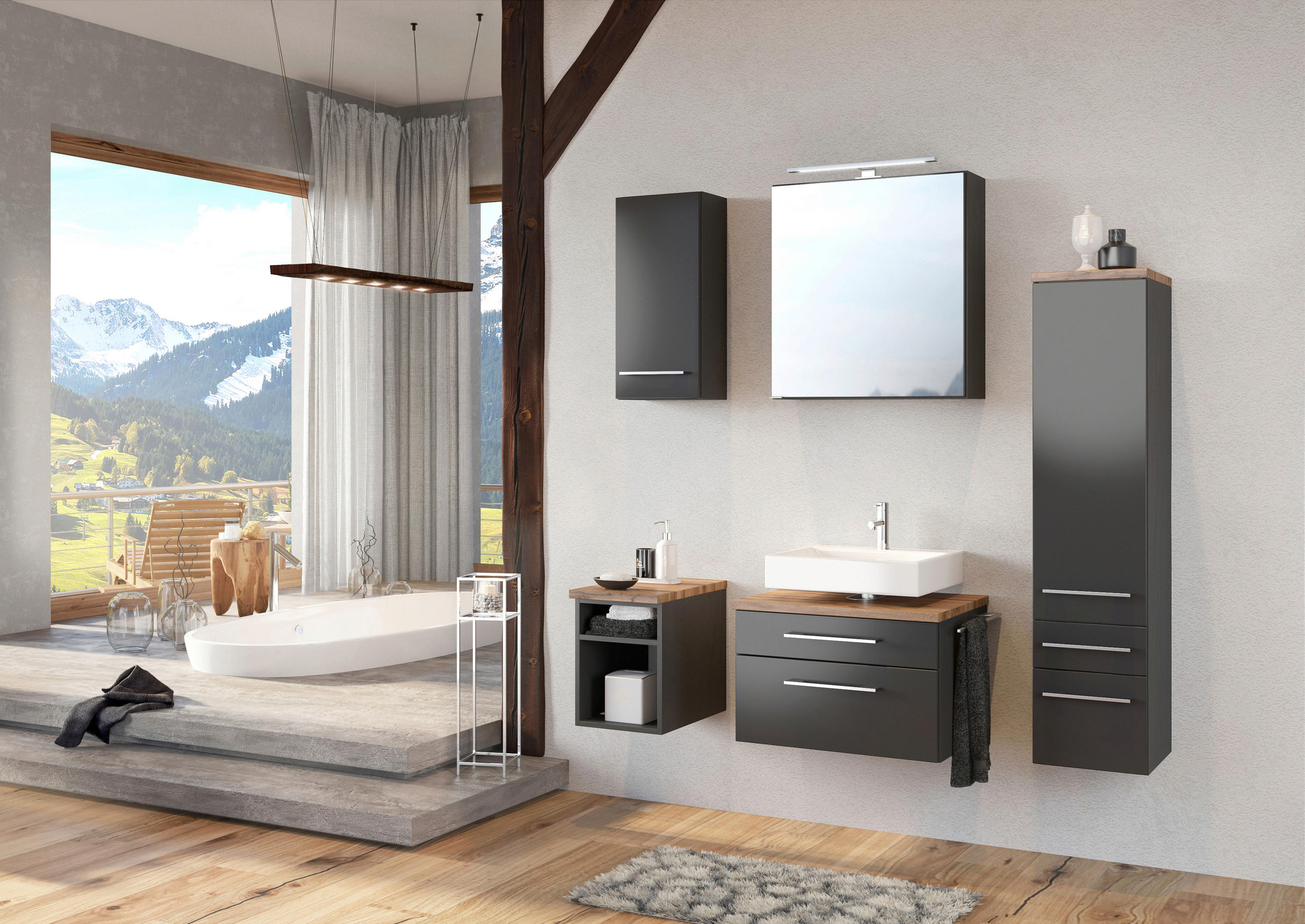 HÄNGESCHRANK 30/64/20 cm  - Alufarben/Graphitfarben, KONVENTIONELL, Holzwerkstoff/Metall (30/64/20cm) - Xora