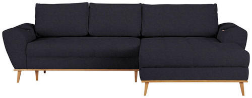ECKSOFA in Webstoff Dunkelblau  - Eichefarben/Dunkelblau, Design, Holz/Textil (282/175cm) - Carryhome