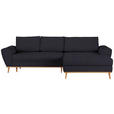 ECKSOFA in Webstoff Dunkelblau  - Eichefarben/Dunkelblau, Design, Holz/Textil (282/175cm) - Carryhome