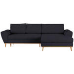 ECKSOFA Dunkelblau Webstoff  - Eichefarben/Dunkelblau, Design, Holz/Textil (282/175cm) - Carryhome