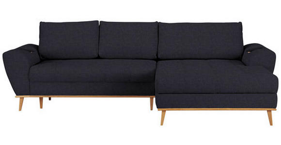 ECKSOFA in Webstoff Dunkelblau  - Eichefarben/Dunkelblau, Design, Holz/Textil (282/175cm) - Carryhome