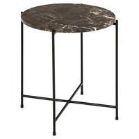 ODKLÁDACÍ STOLEK, hnědá, tmavě hnědá, kámen, 42/42/45 cm - tmavě hnědá/černá, Trend, kov/kámen (42/42/45cm)