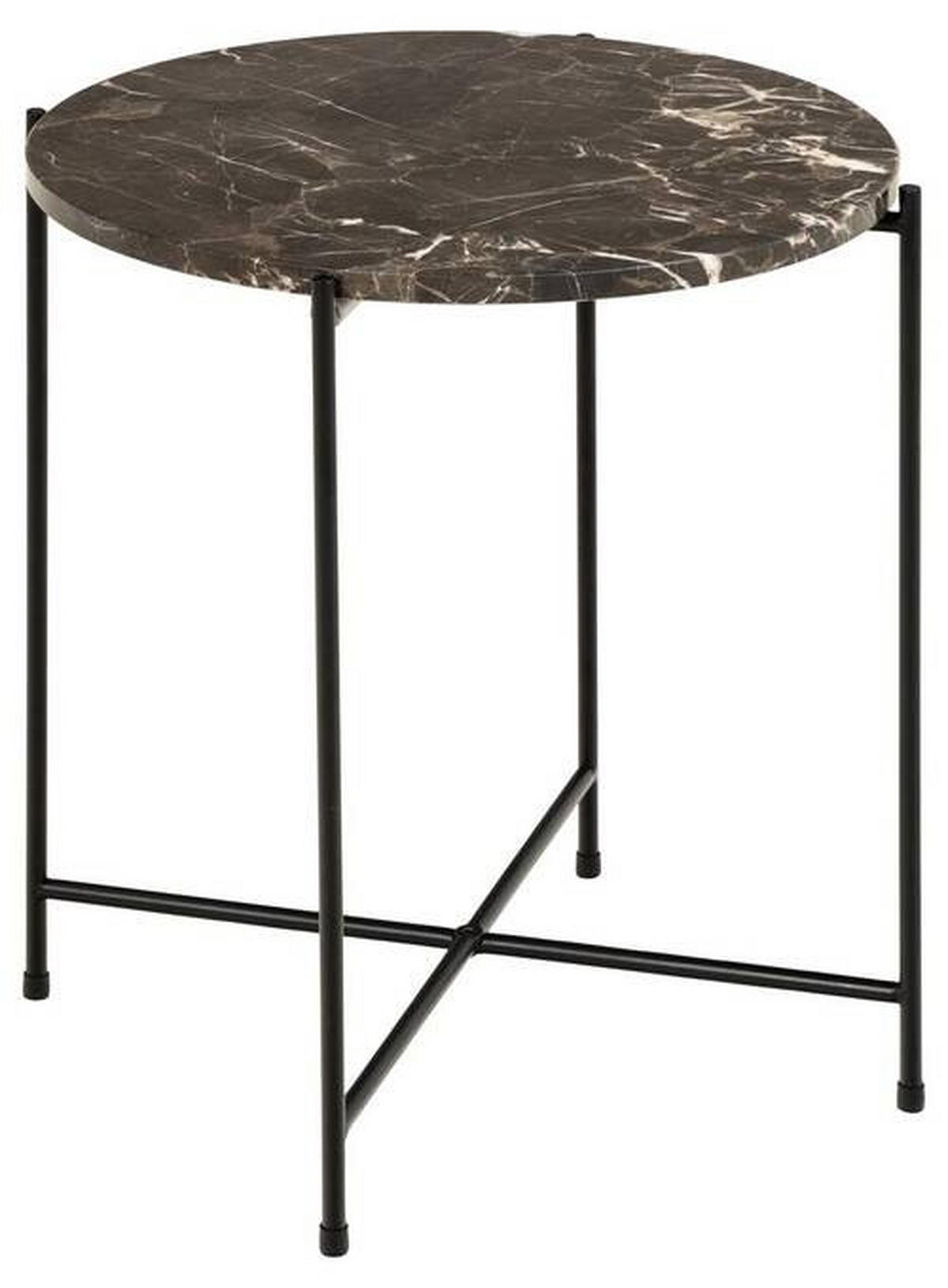 ODKLÁDACÍ STOLEK, hnědá, tmavě hnědá, kámen, 42/42/45 cm - tmavě hnědá/černá, Trend, kov/kámen (42/42/45cm)