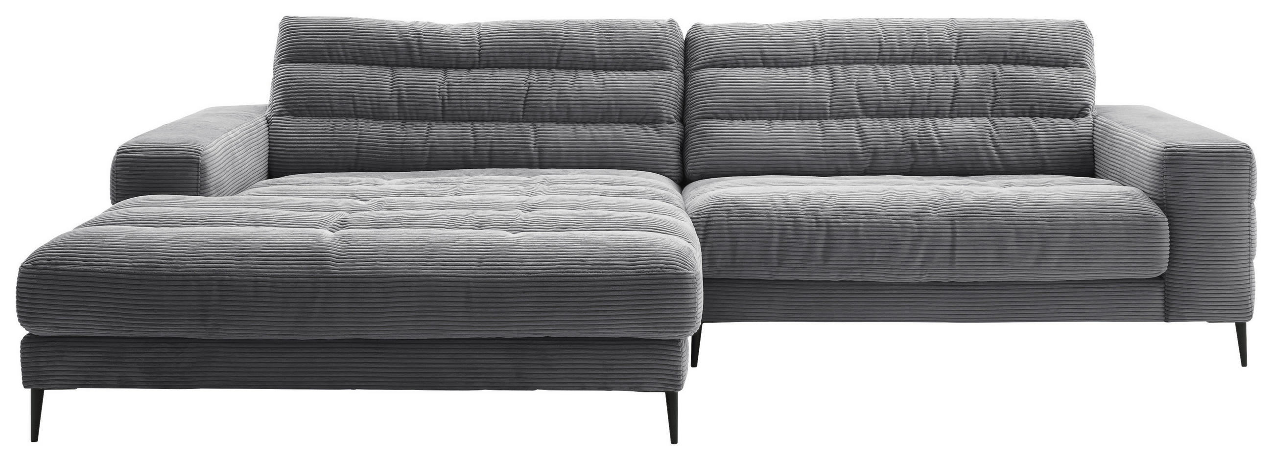 ECKSOFA Ottomane links  Dunkelgrau Cord  - Dunkelgrau/Schwarz, Design, Textil/Metall (207/296cm) - Dieter Knoll