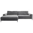 ECKSOFA Ottomane links  Dunkelgrau Cord  - Dunkelgrau/Schwarz, Design, Textil/Metall (207/296cm) - Dieter Knoll