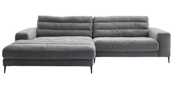 ECKSOFA Ottomane links  Dunkelgrau Cord  - Dunkelgrau/Schwarz, Design, Textil/Metall (207/296cm) - Dieter Knoll