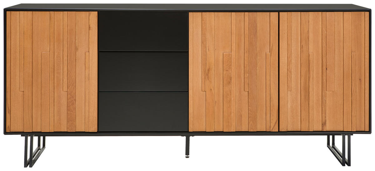 SIDEBOARD  180/77,5/40 cm 3 Schublade(n)  - Eichefarben/Schwarz, Trend, Holz/Holzwerkstoff (180/77,5/40cm) - Xora