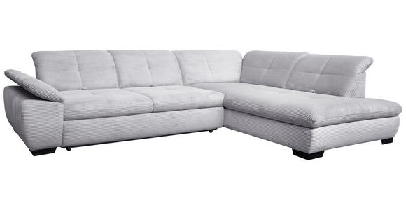 ECKSOFA in Cord Hellgrau  - Hellgrau/Schwarz, Design, Textil/Metall (313/242cm) - Xora