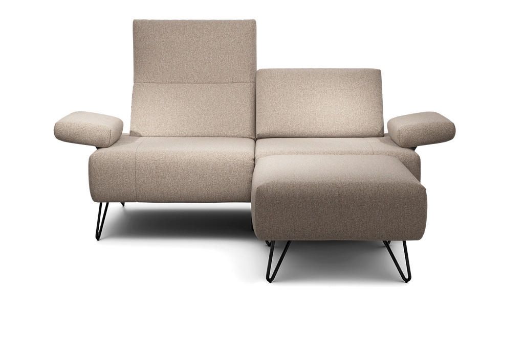 2-SITZER-SOFA in Chenille Sandfarben  - Sandfarben/Schwarz, Design, Textil/Metall (164-194/85/86-94cm) - SENSOO