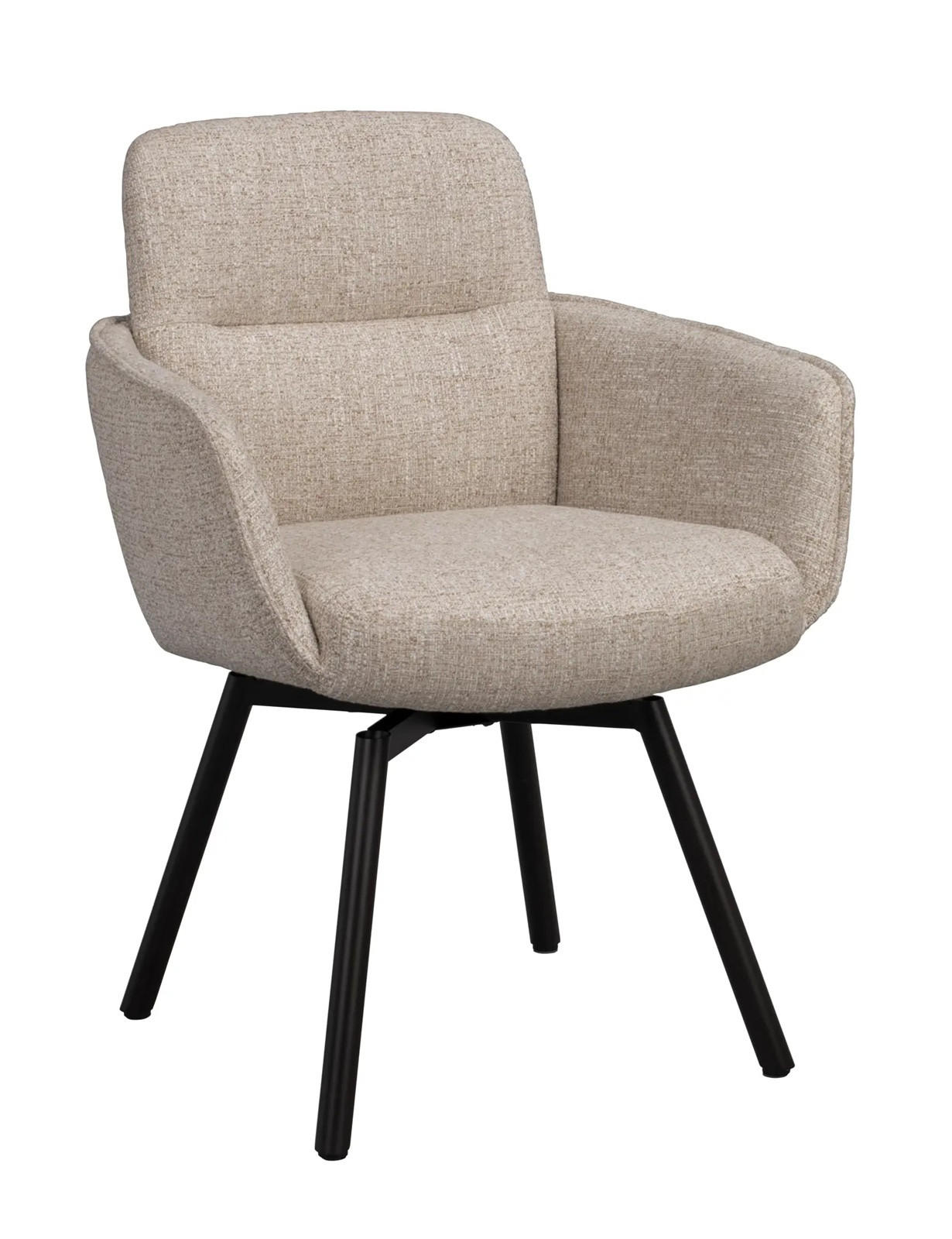 STOL MED ARMSTÖD  360° vridbar sits flatväv  - beige/brun, Klassisk, metall/textil (64/85/63cm) - Rowico