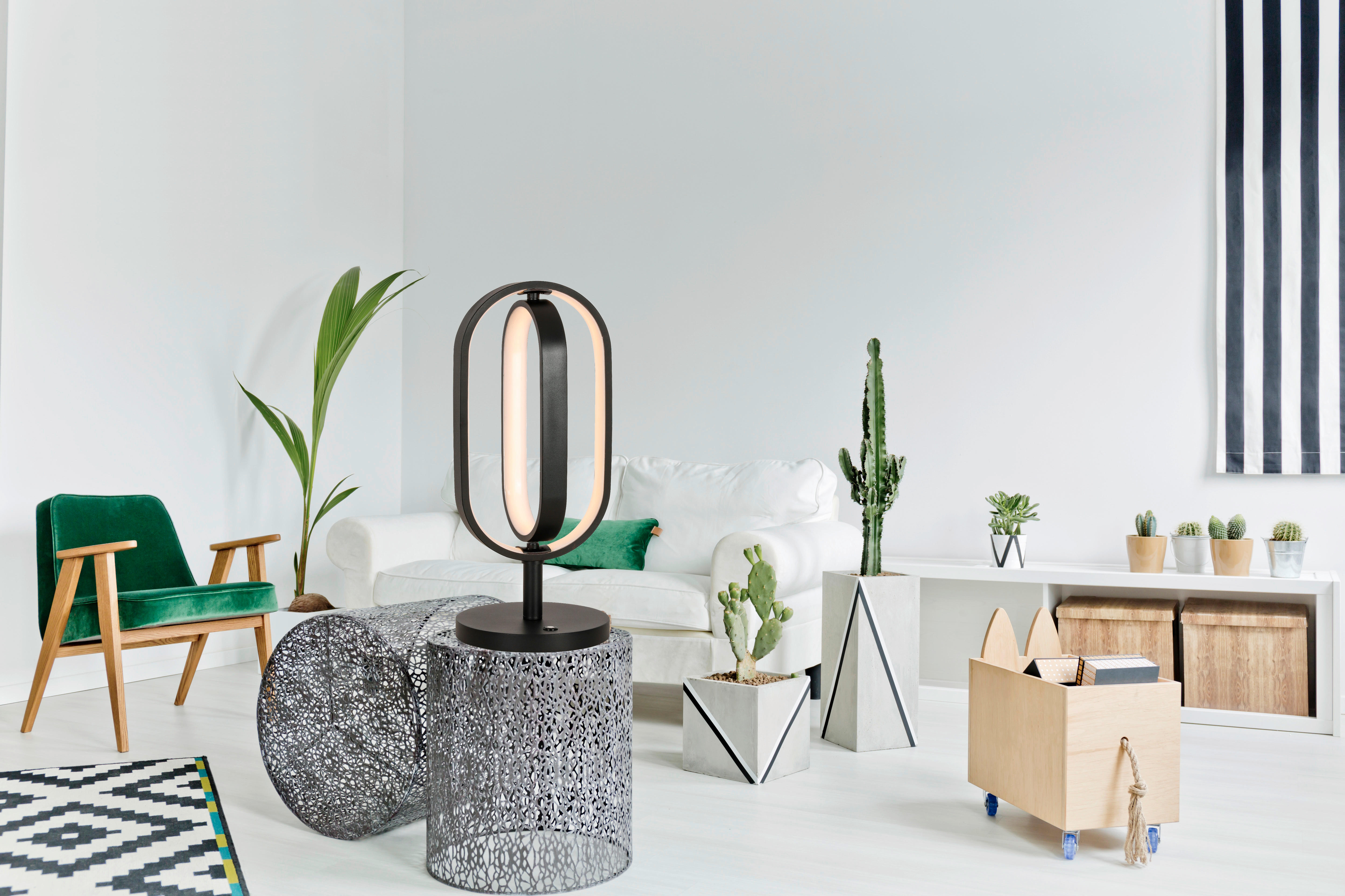 STOLNÍ LED LAMPA, dotykový stmívač, 21/50 cm  - černá, Design, kov/plast (21/50cm) - Novel