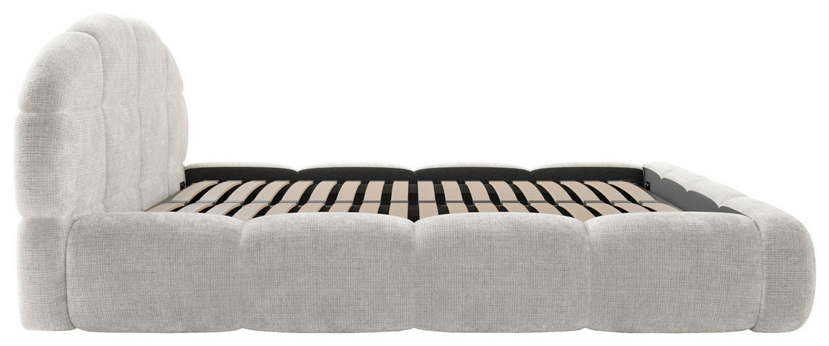 POLSTERBETT 180/200 cm,  in Beige, gepolstertes Kopfteil, Lattenrost, Bettkasten,  - Beige/Schwarz, Design, Holz/Textil (180/200cm) - Chameo