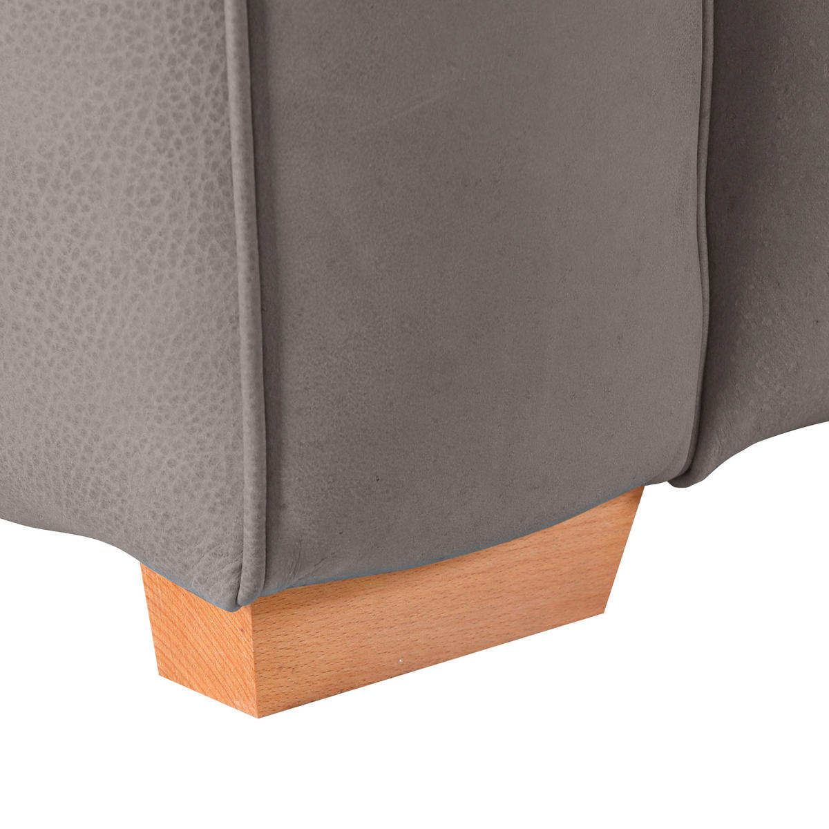 BIGSOFA Echtleder Grau  - Buchefarben/Grau, KONVENTIONELL, Leder/Holz (255/70/110cm) - Hom`in