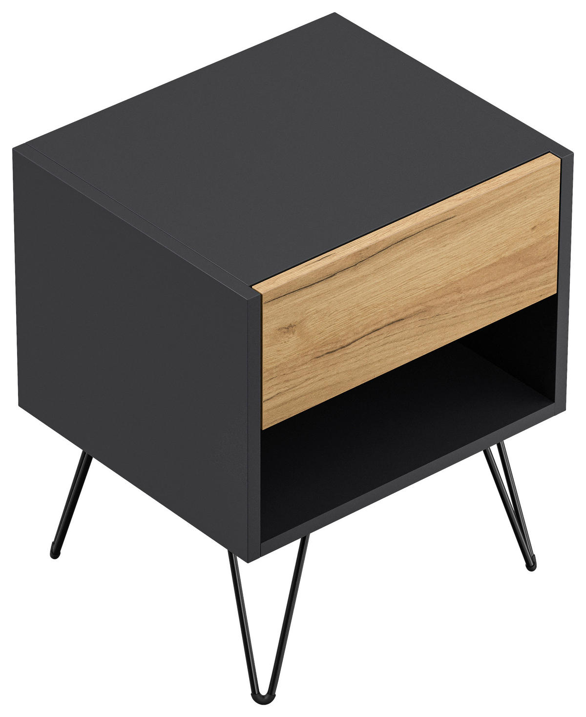 NACHTTISCH 41,2/50/35,6 cm  - Eichefarben/Graphitfarben, Basics, Holzwerkstoff/Metall (41,2/50/35,6cm) - MID.YOU