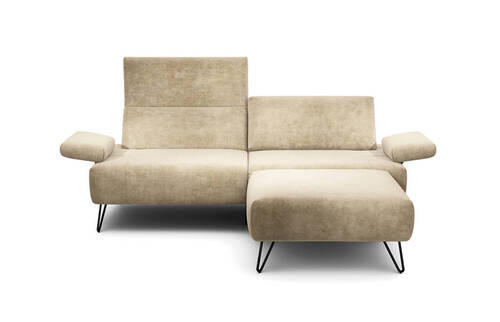 2,5-SITZER in Samt Naturfarben  - Schwarz/Naturfarben, Design, Textil/Metall (204-234/85/86-94cm) - SENSOO