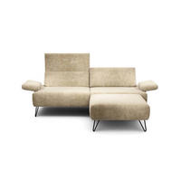 2,5-SITZER in Samt Naturfarben  - Schwarz/Naturfarben, Design, Textil/Metall (204-234/85/86-94cm) - SENSOO