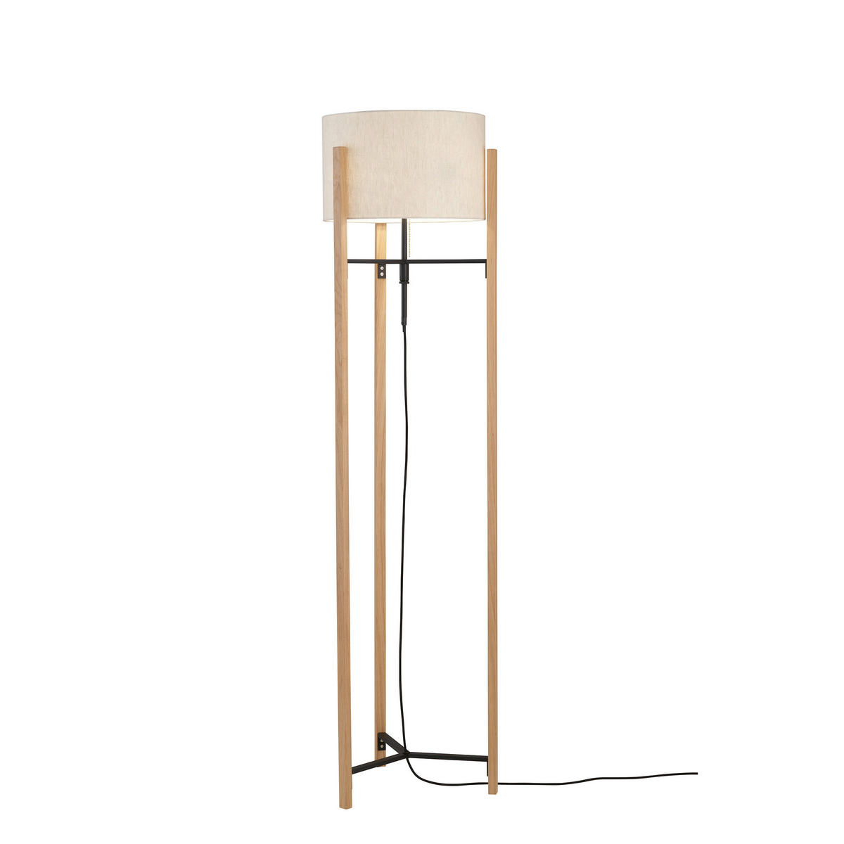 STEHLEUCHTE - Sandfarben/Schwarz, Natur, Holz/Textil (45/152-160cm)