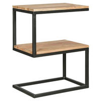 PRÍRUČNÝ STOLÍK, akácia, farba akácie - čierna/farba akácie, Design, kov/drevo (45/30/60cm) - MID.YOU