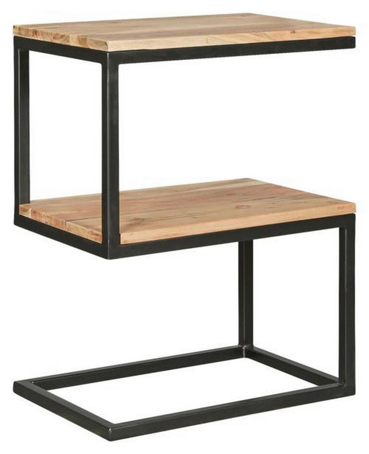 PRÍRUČNÝ STOLÍK, akácia, farba akácie - čierna/farba akácie, Design, kov/drevo (45/30/60cm) - MID.YOU