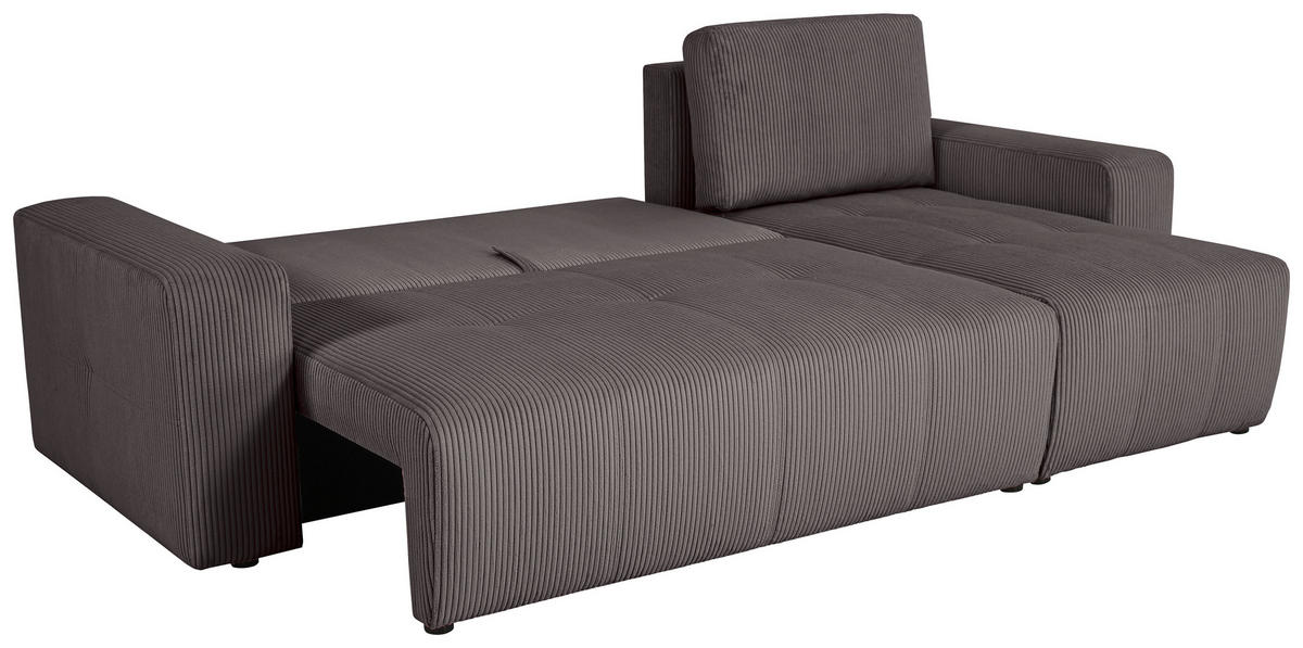 ECKSCHLAFSOFA  mit Cord Anthrazit  - Anthrazit/Schwarz, KONVENTIONELL, Textil (248/146cm) - Xora