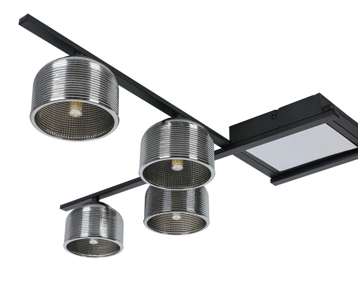 DECKENLEUCHTE    89/89/14 cm  - Chromfarben/Schwarz, Trend, Glas/Kunststoff (89/89/14cm) - Novel