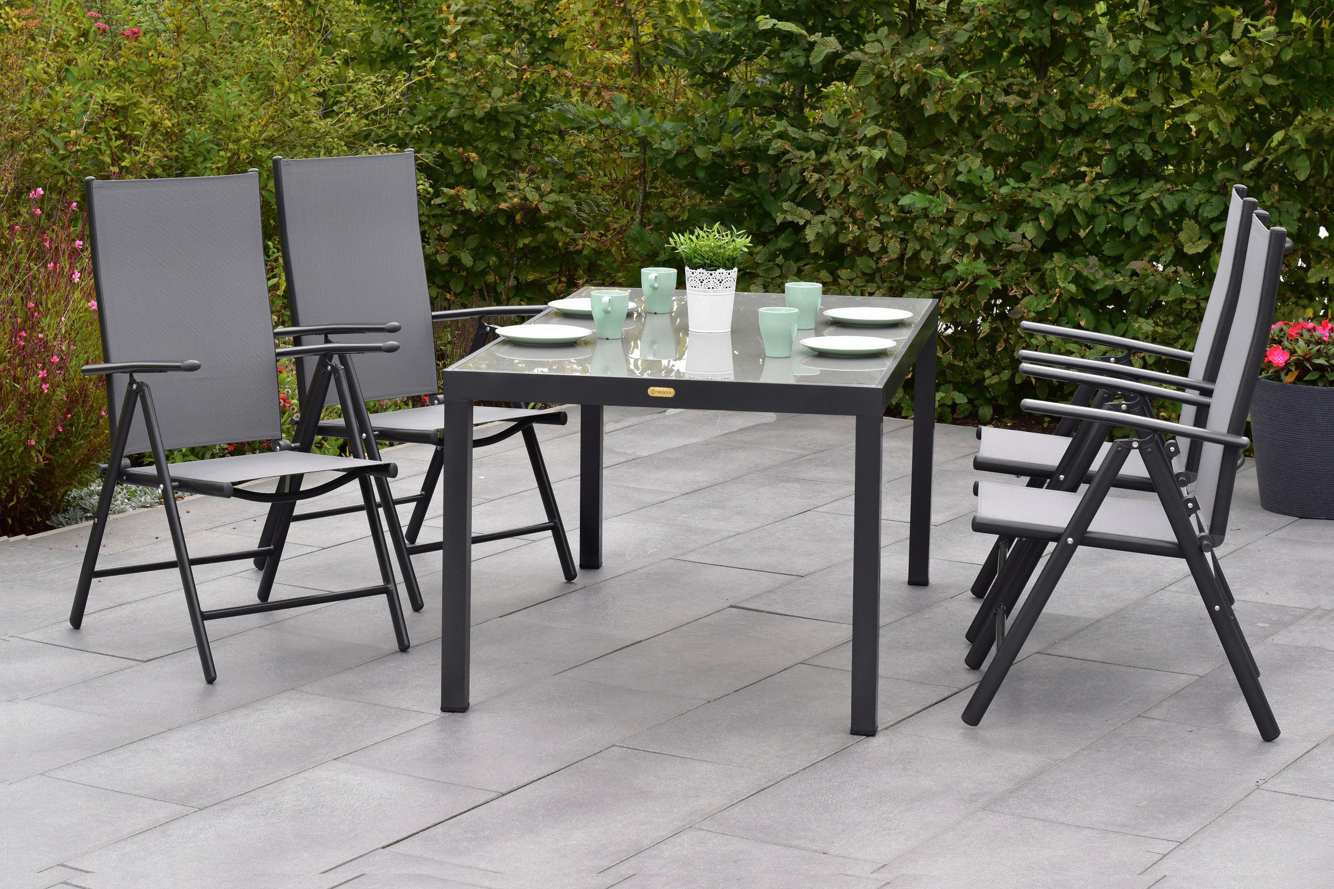 GARTENSET Aluminium  - Graphitfarben/Grau, MODERN, Textil/Metall - Gardenson