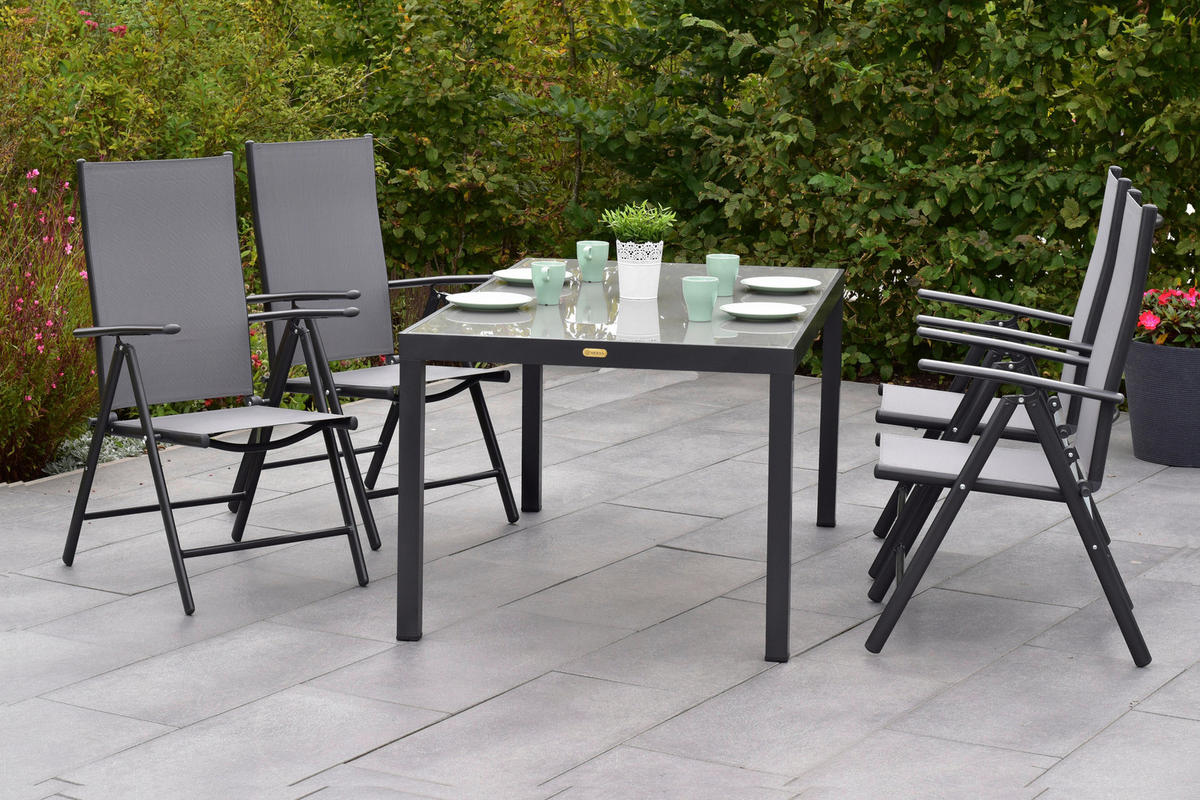 GARTENSET Aluminium  - Graphitfarben/Grau, MODERN, Textil/Metall - Gardenson